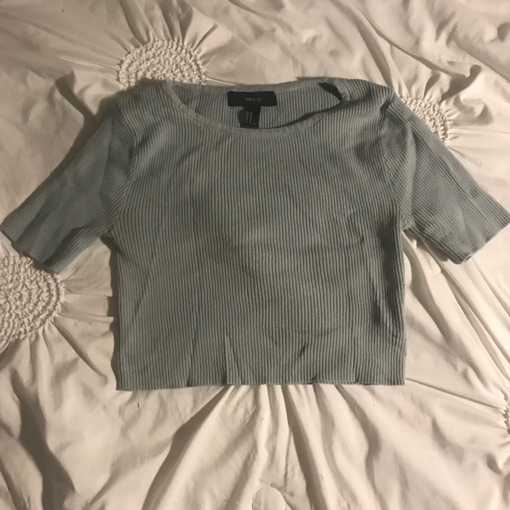 Forever 21 Blue Stretch Crop Top